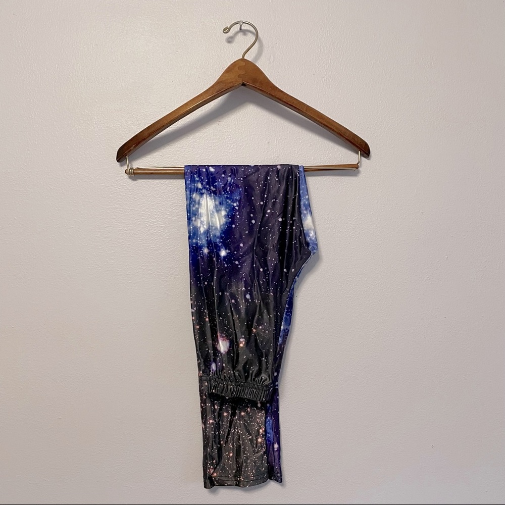 Graphic Leggings Space Galaxy Milky Way Stars Blue - Burning Man Festival